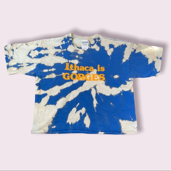 Ithaca Is Gorges Tie Dye Crop Top Upcycled Reworked Bleach Dye Size Small Shirt - Picture 1 of 6